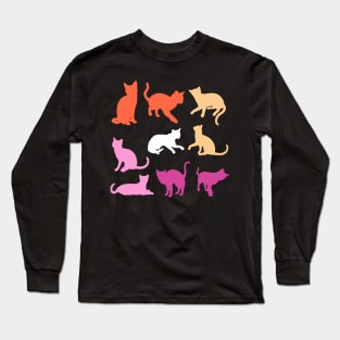 Cats in Lesbian Pride Flag Colors Long Sleeve T-Shirt